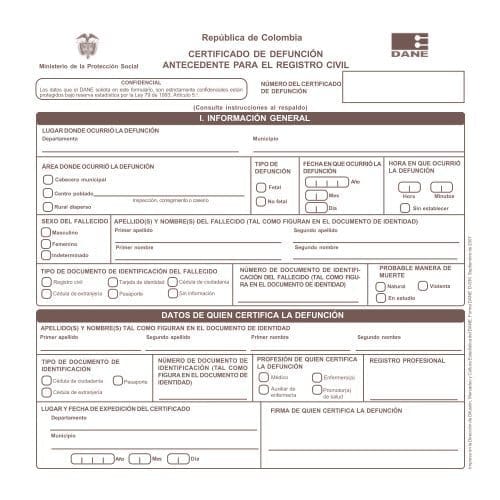 Cómo puedo obtener un certificado de defunción en Colombia
